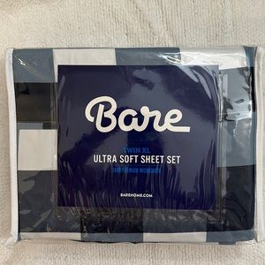 NEW Bare Home Twin XL 1800 Premium Microfiber Ultra Soft Sheet Set Plaid Navy